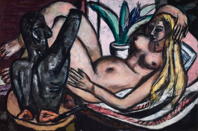 Estudio (Desnudo Femenino y Escultura) de Max Beckmann