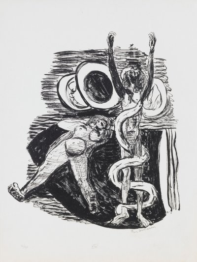 La Caída del Hombre, lámina 14 del portafolio “Día y Sueño” de Max Beckmann