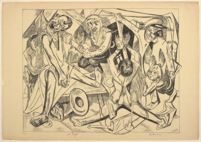 La noche, lámina siete de Die Hölle de Max Beckmann