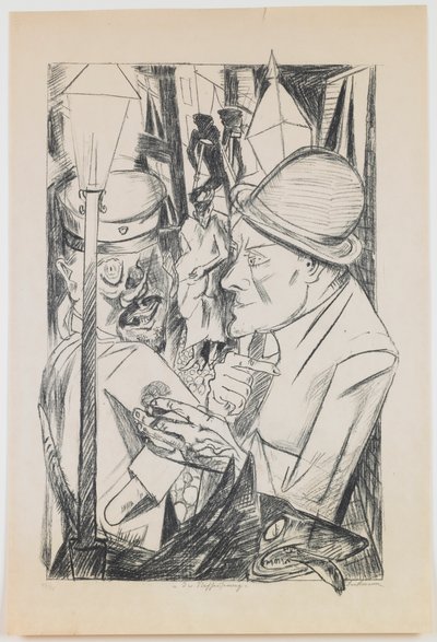 Camino a casa, lámina 2 de la serie “Infierno” de Max Beckmann