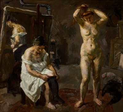 Tres mujeres en el estudio de Max Beckmann