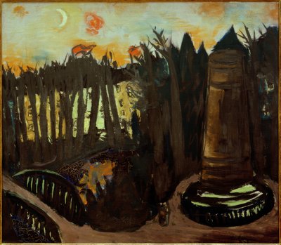 Parque zoológico de noche con cielo rojo de Max Beckmann