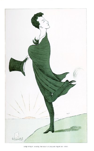 Lord Byron, sacudiendo el polvo de Inglaterra de sus zapatos, 1904 de Henry Maximilian Beerbohm