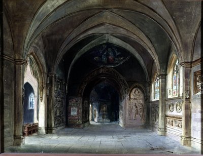 Decoración para “Die Meistersinger” o “Los maestros cantores de Núremberg”, ópera de Richard Wagner. Escenografía de Bruckner, Acto I. Museo Wagner Bayreuth de Max Bruckner