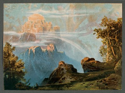 Francia, París, Diseño de escenario para el acto III de El anillo del nibelungo - El oro del Rin de Richard Wagner de Max Bruckner