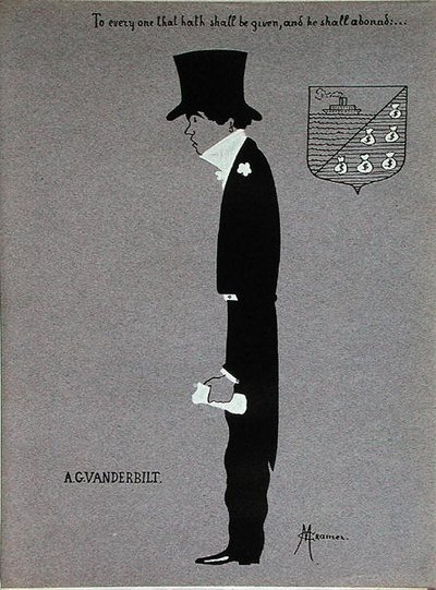 Caricatura de Alfred Gwynne Vanderbilt (1877-1915), de "Millionaires of America". de Max Cramer