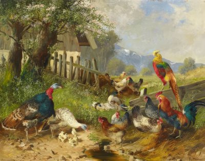 Idilio veraniego con aves de corral de Max Hänger