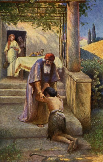 El hijo pródigo, escena del Nuevo Testamento (impresión) de Max Hirmer