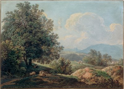 Paisaje prealpino con pastor durmiendo de Max Joseph Wagenbauer