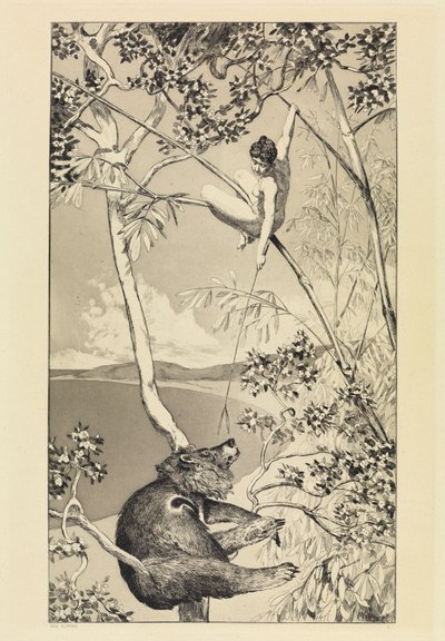 Oso y elfo (Intermezzi, opus IV, lámina 1) de Max Klinger