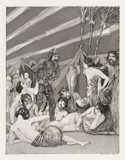 El campamento (La tienda, Opus XIV, 1.ª parte, n.º 5) de Max Klinger