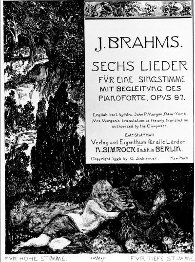 Portada de "Seis Lieder opus 97" (Sechs Lieder opus 97) de Johannes Brahms (1833-1897) de Max Klinger