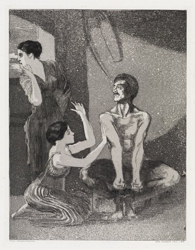 La muchacha y el arquero (Tienda de campaña, Opus XIV, 1.ª parte, n.º 9) de Max Klinger