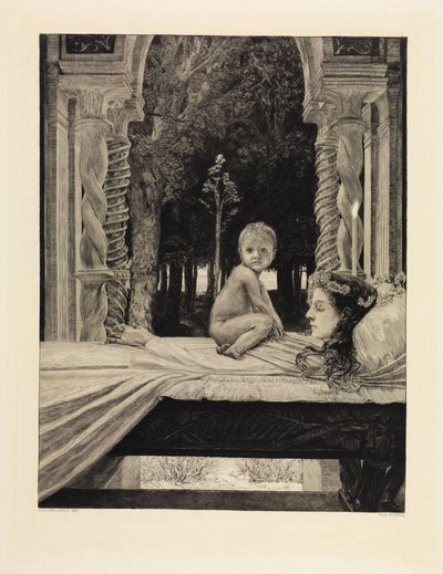 Madre e hijo (Madre muerta) (Sobre la muerte, segunda parte, opus XI, lámina 9) de Max Klinger
