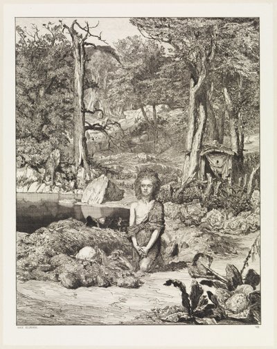 Simplicius ante la tumba del ermitaño (Intermezzi, Opus IV, lámina 8) de Max Klinger