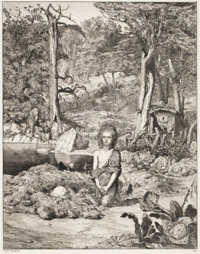 Simplicius ante la tumba del ermitaño de Max Klinger