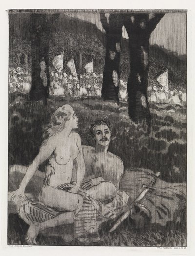 Noche en el bosque (Tienda de campaña, Opus XIV, 2.ª parte, n.º 42) de Max Klinger