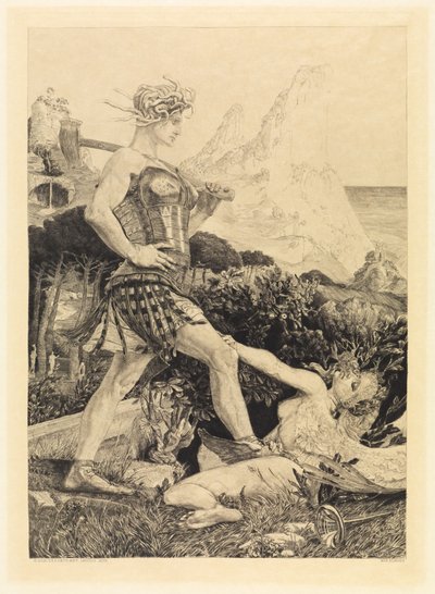 El tiempo y la fama (Sobre la muerte, segunda parte, opus XI, lámina 11) de Max Klinger