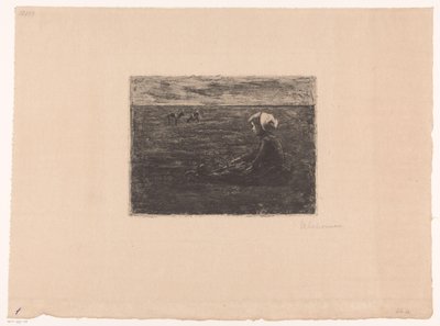 Cabrero joven que se sienta en el campo de Max Liebermann (signed by artist)