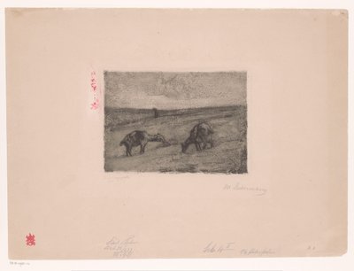 Paisaje con cabras pastando de Max Liebermann (signed by artist)