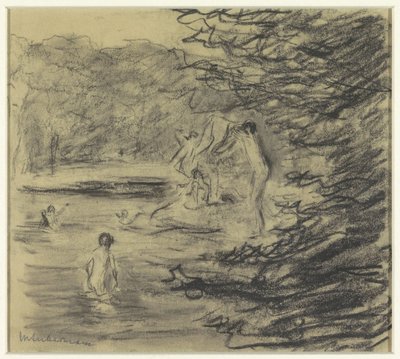 Bañistas en el estanque del bosque de Max Liebermann