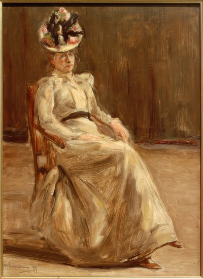 Retrato de una dama sentada en figura completa de Max Liebermann
