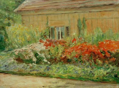 Flores perennes en la casita del jardinero hacia el norte de Max Liebermann