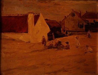 Niños jugando en un pueblo de Max Liebermann