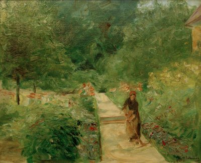 El huerto en Wannsee hacia el oeste, en el camino una gaviota de Max Liebermann