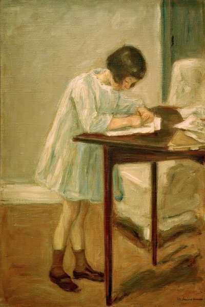 La nieta escribiendo de Max Liebermann