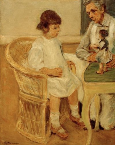 La nieta del artista en una silla de mimbre hacia la derecha de Max Liebermann