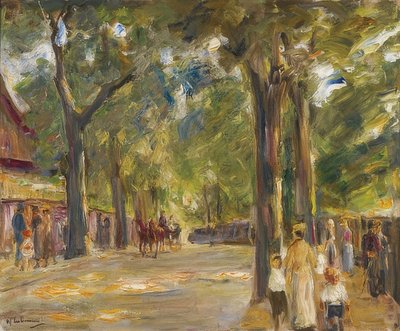 La gran calle del lago en Wannsee con paseantes de Max Liebermann