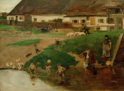 Estanque del pueblo en Etzenhausen - Idilio rural de Max Liebermann