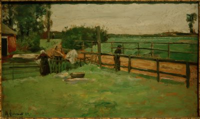 Granja en la calle del pueblo - El blanqueo de Max Liebermann