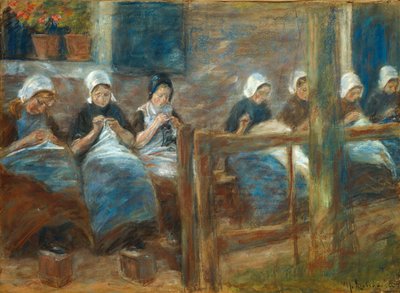Niñas cosiendo en Huizen de Max Liebermann