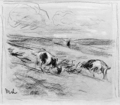 Cabras pastando en las dunas de Max Liebermann