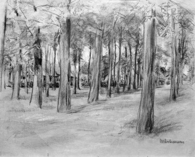 Casas detrás de árboles - El Brink en Laren de Max Liebermann