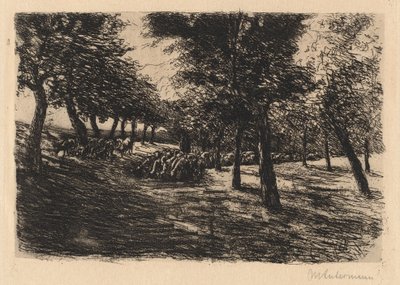 Rebaño de ovejas bajo los árboles de Max Liebermann