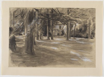 Paisaje de parque holandés con una casa de Max Liebermann