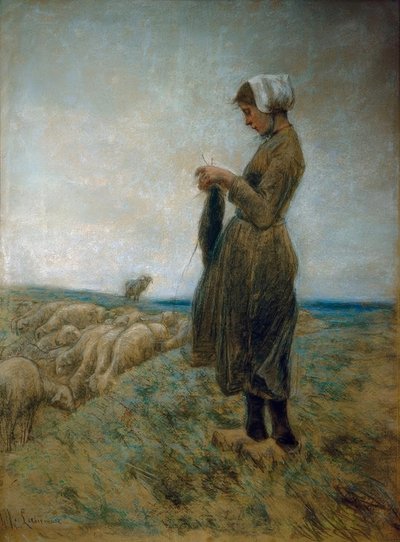 Pastora holandesa (Pastora tejiendo) de Max Liebermann