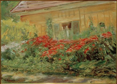 Flores perennes en la casita del jardinero hacia el norte de Max Liebermann