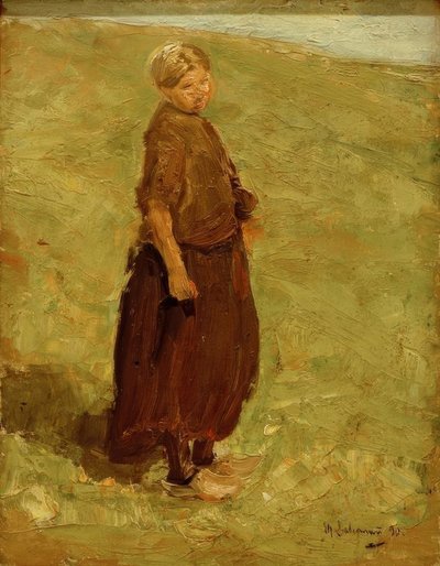 Niña en la duna, de pie hacia la derecha de Max Liebermann