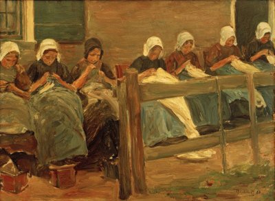 Chicas cosiendo en Huyzen de Max Liebermann