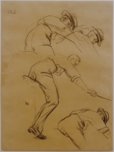 Jugadores de polo, tres jinetes hacia la derecha - Estudio de Max Liebermann