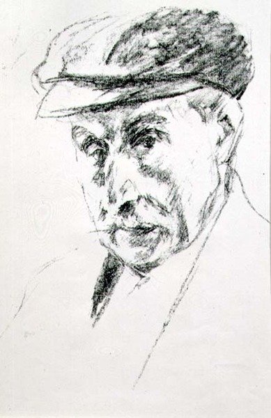 Retrato de un hombre con gorra, posiblemente autorretrato, después de 1923 de Max Liebermann