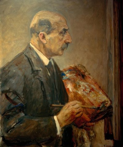 Autorretrato con paleta en el caballete, de perfil de Max Liebermann