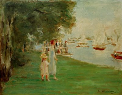 Paseantes en la orilla del Wannsee de Max Liebermann
