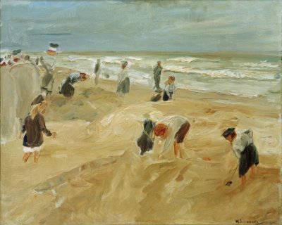 Niños jugando en la playa de Noordwijk (Escena de playa en No de Max Liebermann
