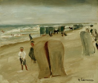 Playa con cestas de playa de Max Liebermann