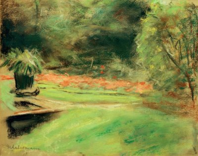 Jardín de Wannsee, vista de la terraza con parterres de flores de Max Liebermann